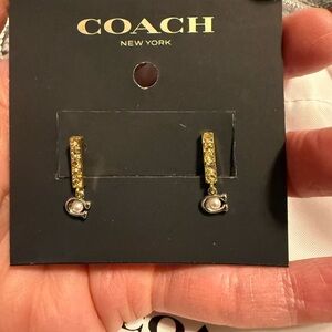 Coach Gold and Silver Earrings with Pearl Accent